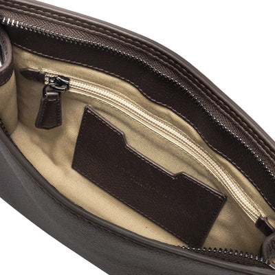 Pochette Uomo Florence con manico Marrone scuro interno