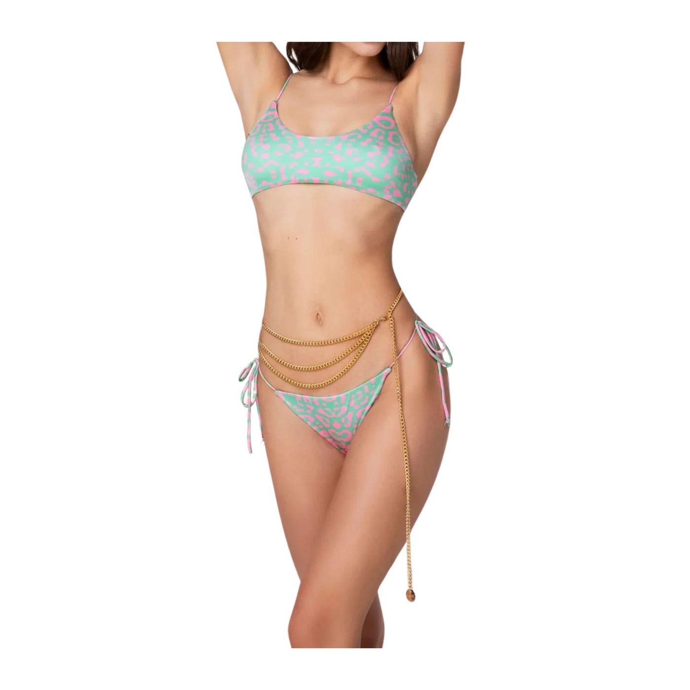 Bikini Donna Verde composto da slip brasiliano e reggiseno a canotta 