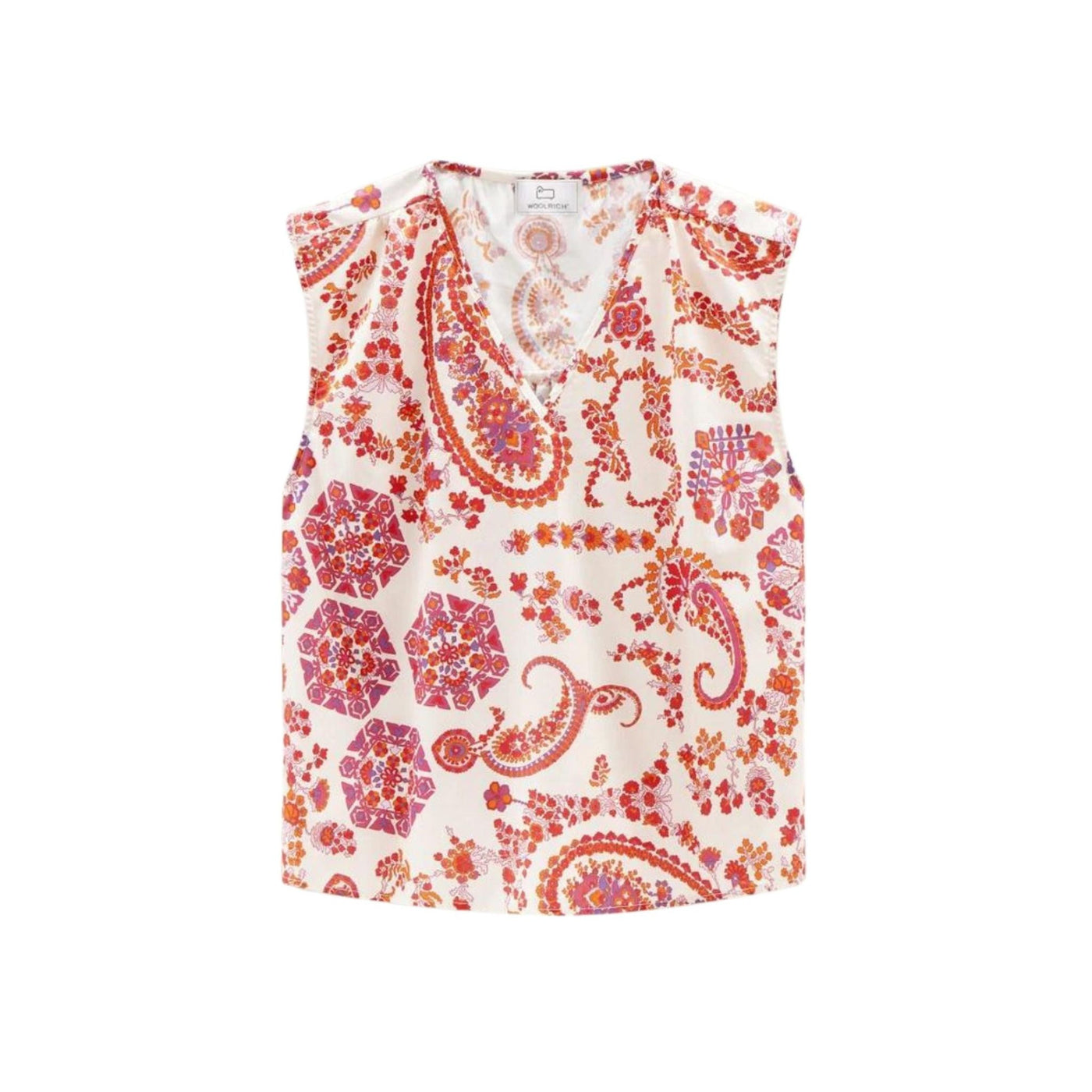 Blusa Donna in cotone con fantasia all over e scollo a V