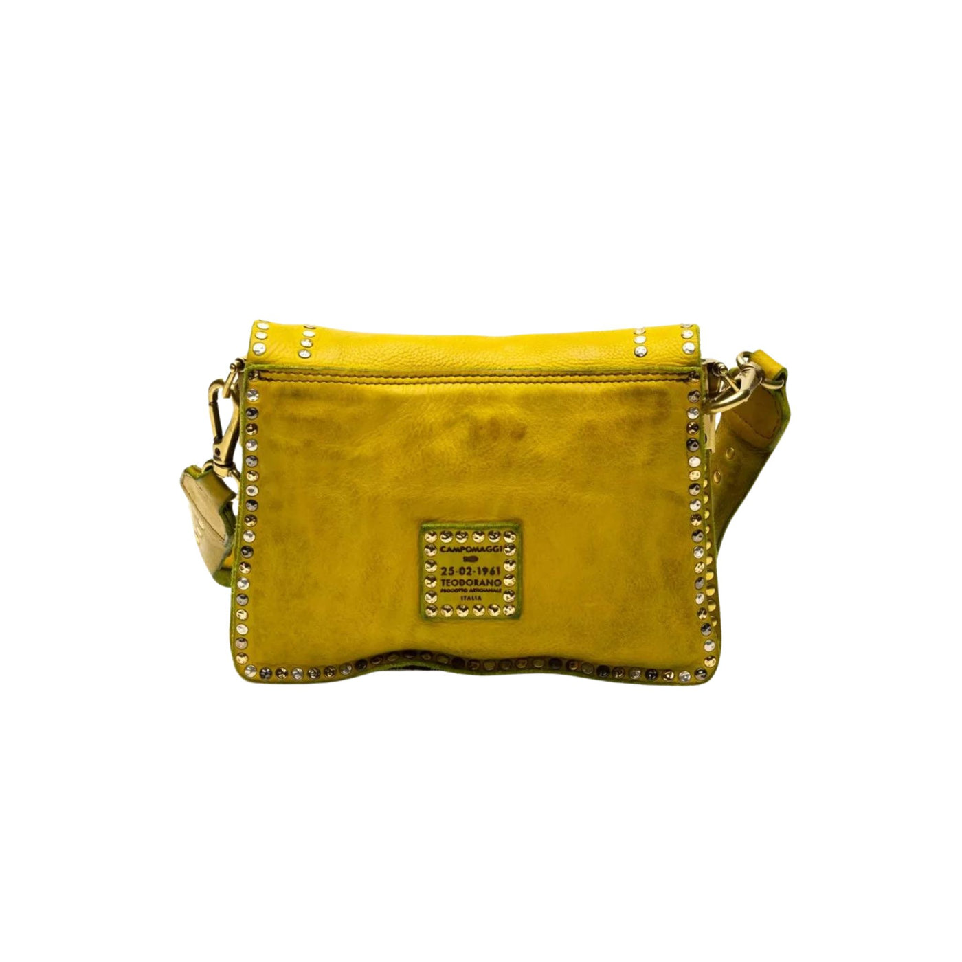 Borsa Donna in pelle monocolore con borchie decorative e tracolla rimovibile