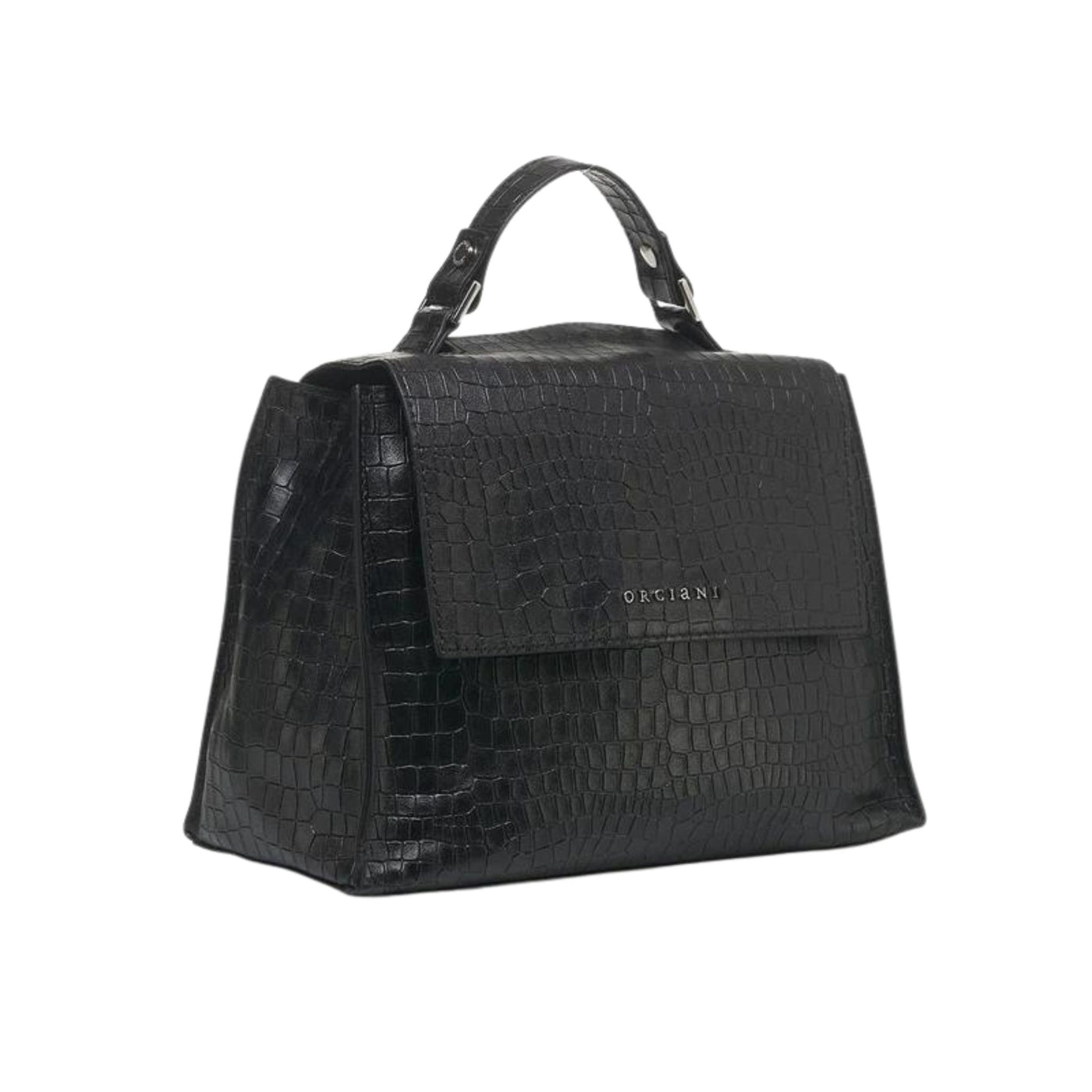 Borsa con effetto coccodrillo all over colore Nero