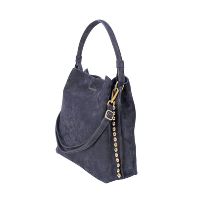 Blue women's bag with side studs