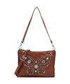Borsa a tracolla Marrone con borchie a farfalla