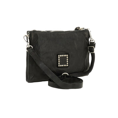 Borsa a tracolla Nera con borchie a farfalla retro