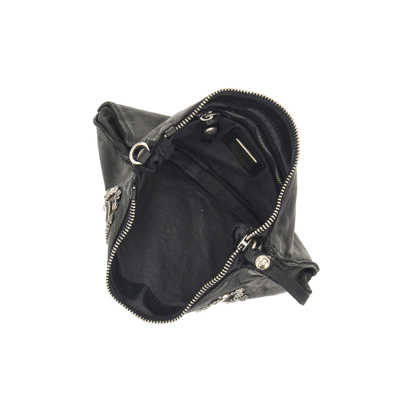 Borsa a tracolla Nera con borchie a farfalla interno