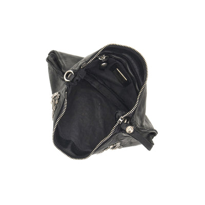 Borsa a tracolla Nera con borchie a farfalla interno