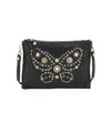 Borsa a tracolla Nera con borchie a farfalla