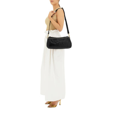 Borsa a tracolla Kura in pelle Nera modella