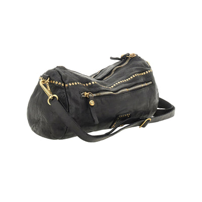 Borsa a tracolla Kura in pelle Nera retro