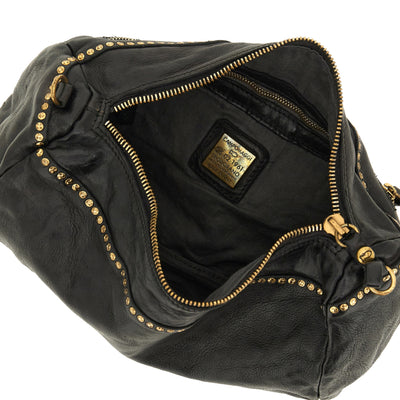 Borsa a tracolla Kura in pelle Nera interno