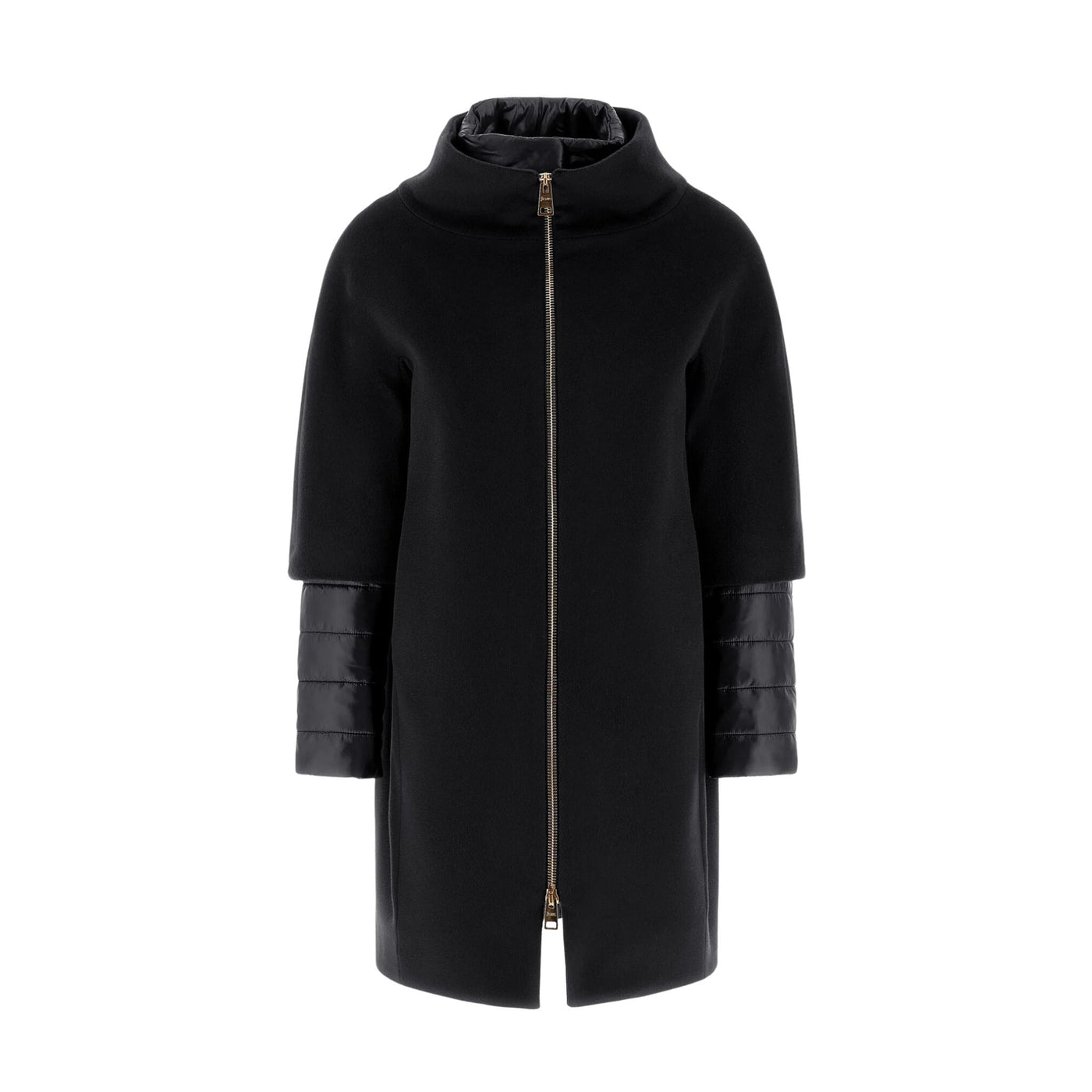 Cappotto Donna con inserti in nylon e zip frontale dorata