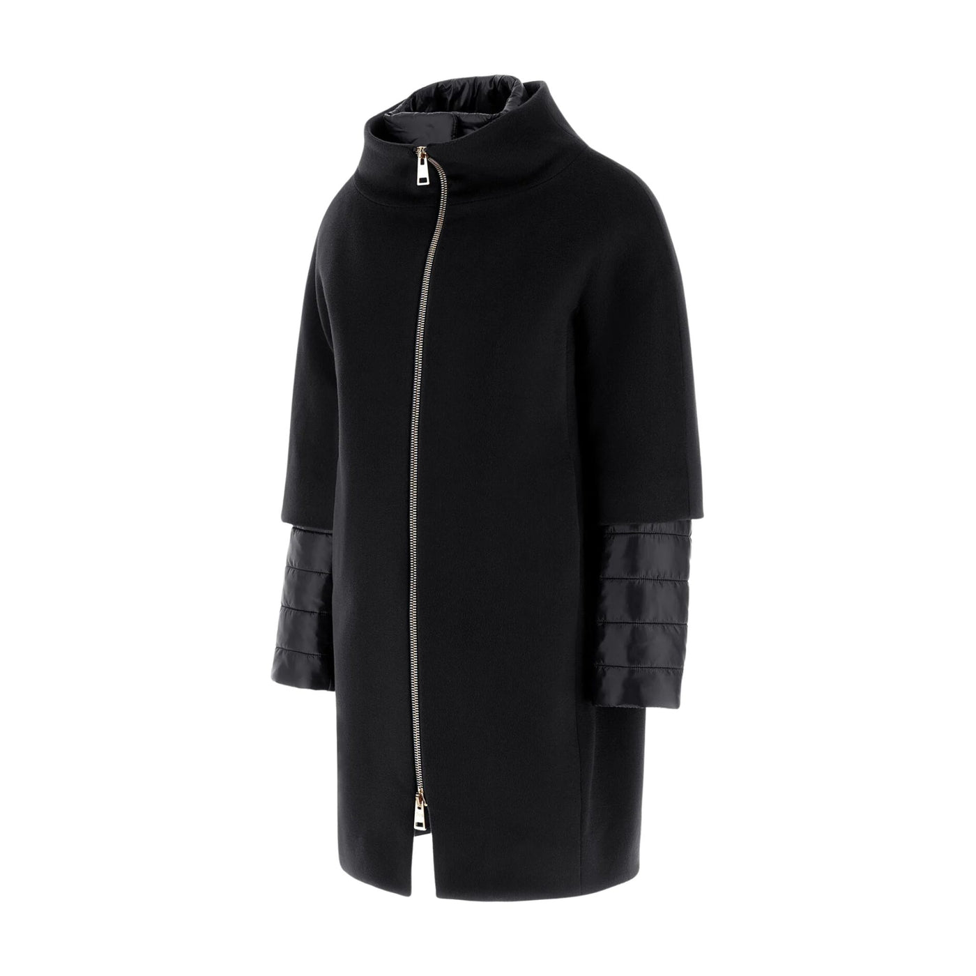 Cappotto Donna con inserti in nylon e zip frontale dorata