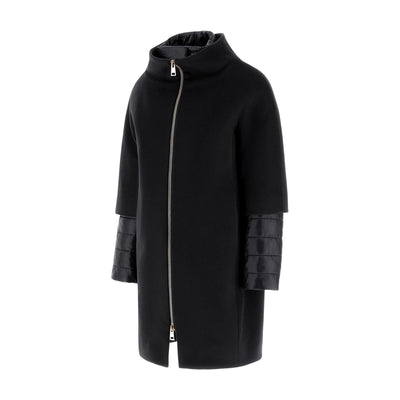 Cappotto Donna con inserti in nylon e zip frontale dorata