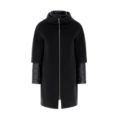 Cappotto Donna con inserti in nylon e zip frontale dorata