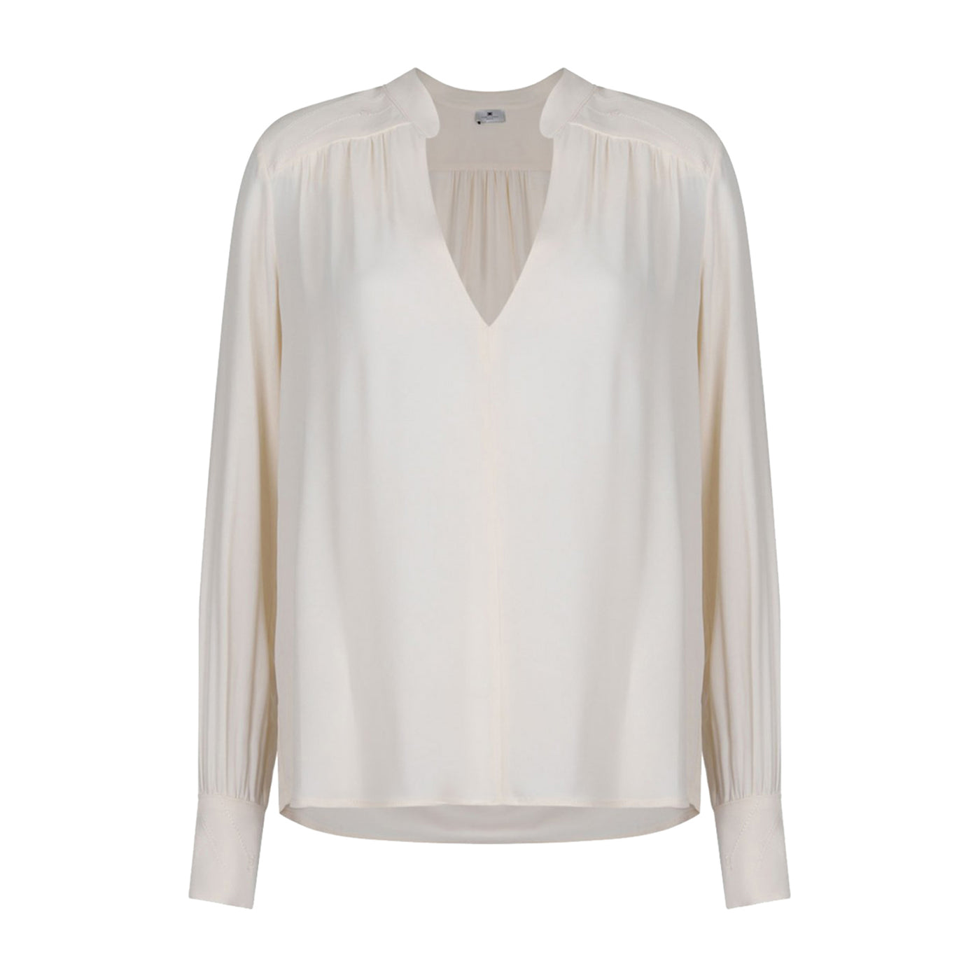 Blusa Donna Bianca, con scollo a V e con maniche lunghe