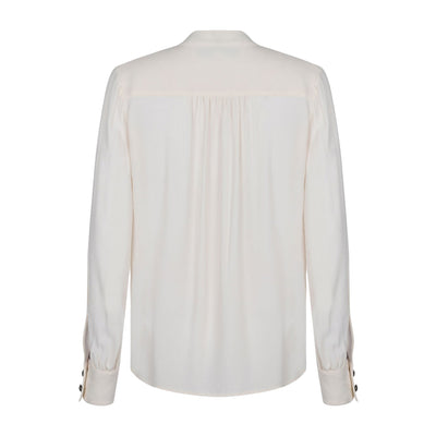 Blusa Donna Bianca, con scollo a V e con maniche lunghe