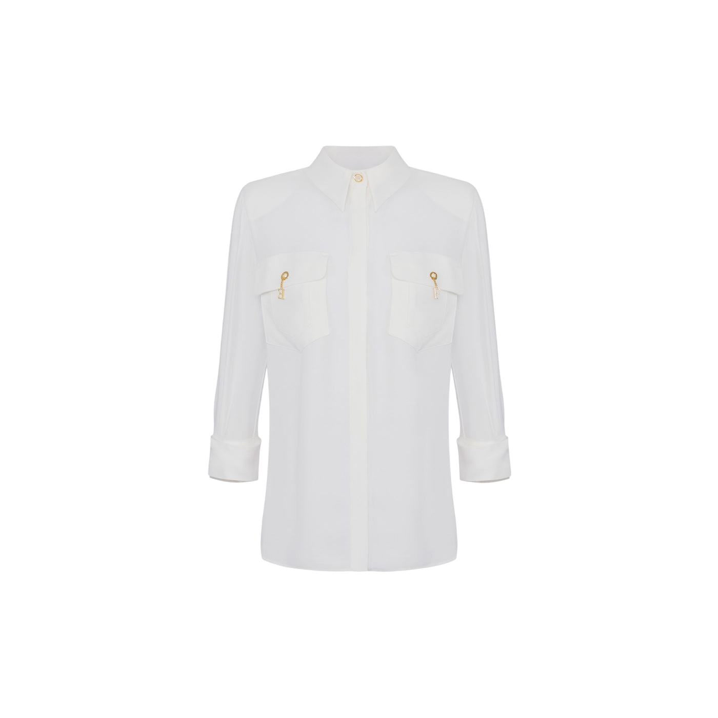 Acquista subito la Camicia Donna, in viscosa, spalline imbottite, maniche a tre quarti e dettagli metallo in oro, firmata Elisabetta Franchi su Old England: vieni a scoprire tutta la collezione sul nostro sito