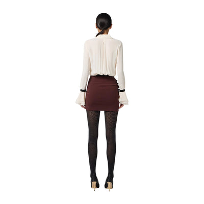Camicia Donna in georgette con bottoni gioiello modella retro