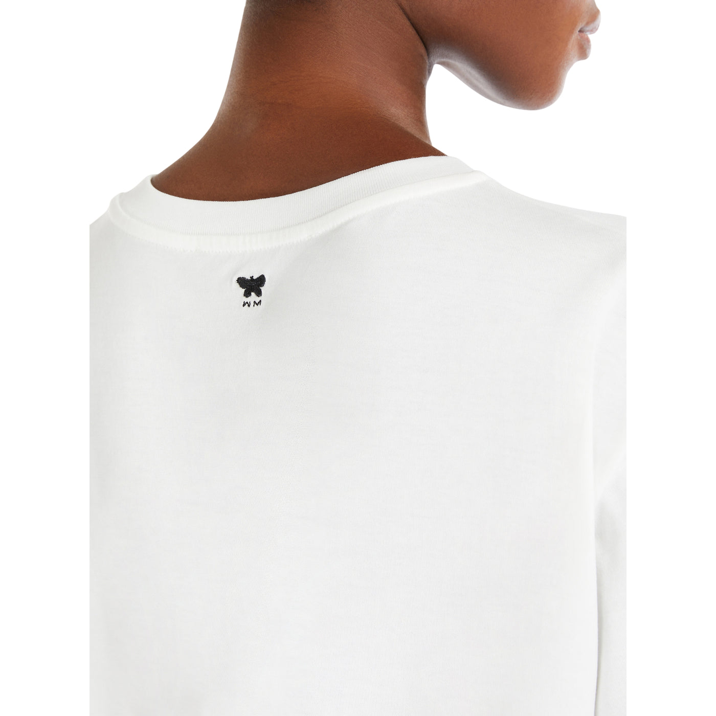 T-shirt Bianca Donna con applicazioni davanti dettaglio retro