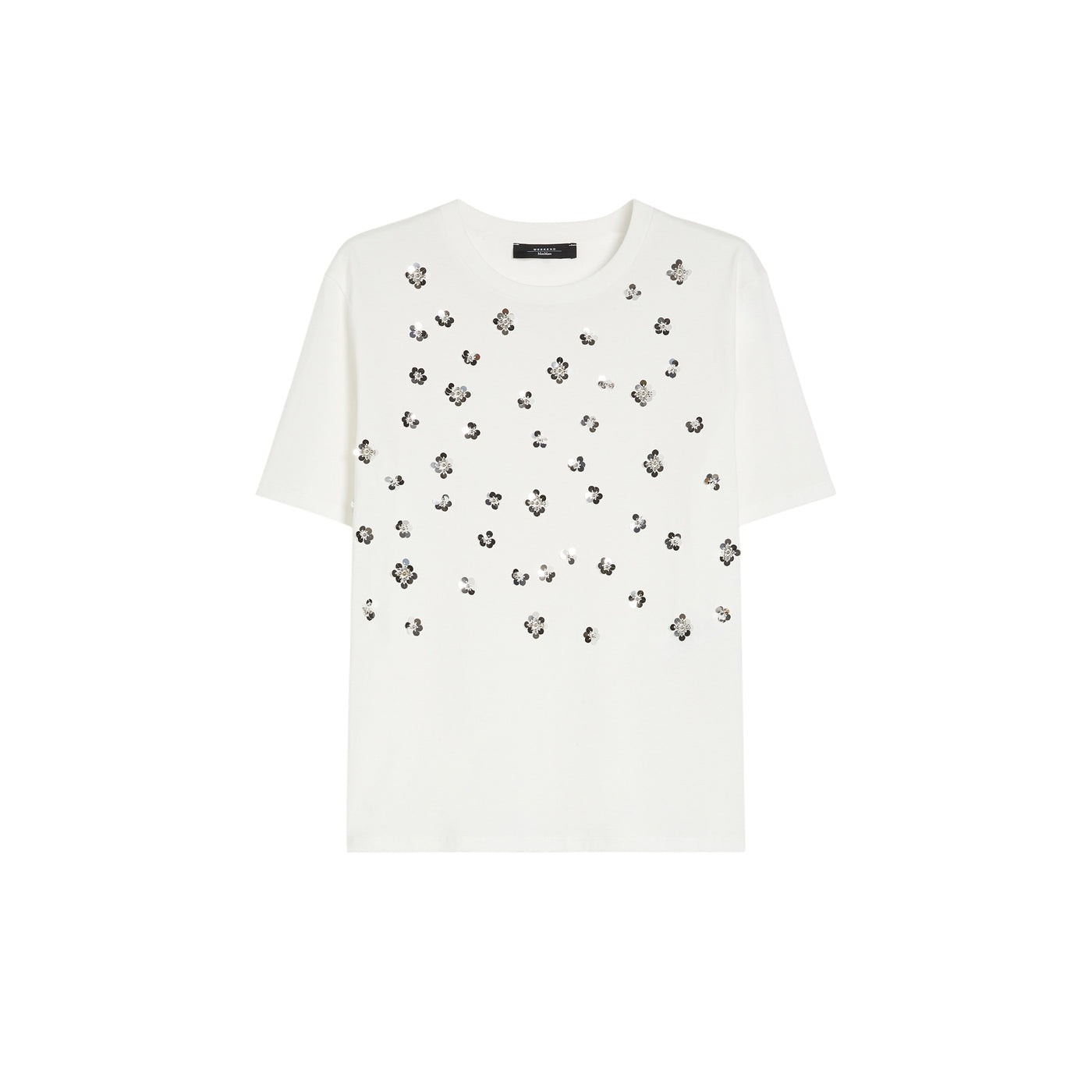 T-shirt Bianca Donna con applicazioni davanti