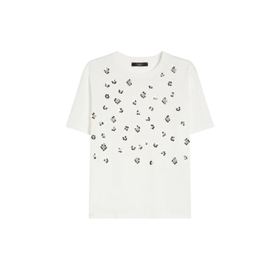T-shirt Bianca Donna con applicazioni davanti