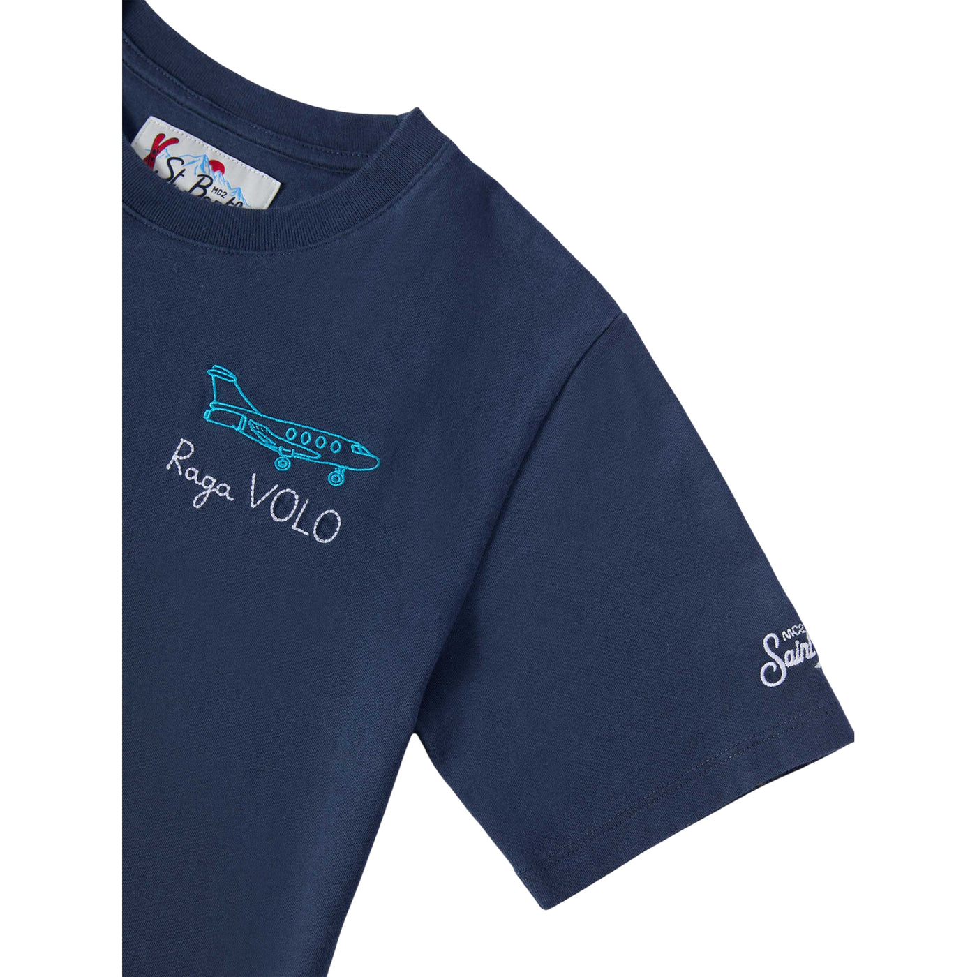T-shirt Junior Cameron Blu con ricamo dettaglio