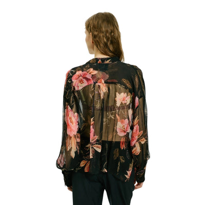 Camicia Camila da Donna in chiffon stampato modella retro