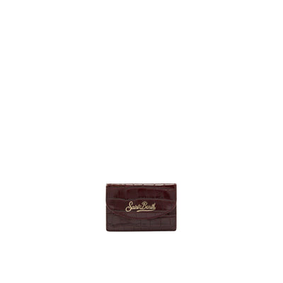 Portacarte Donna in pelle stampa cocco Bordeaux