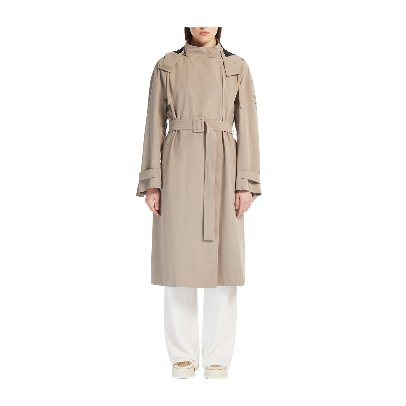 Trench Donna lungo con cintura e cappuccio