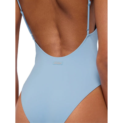Costume intero Cecille da Donna con strass Celeste modella retro ravvicinata