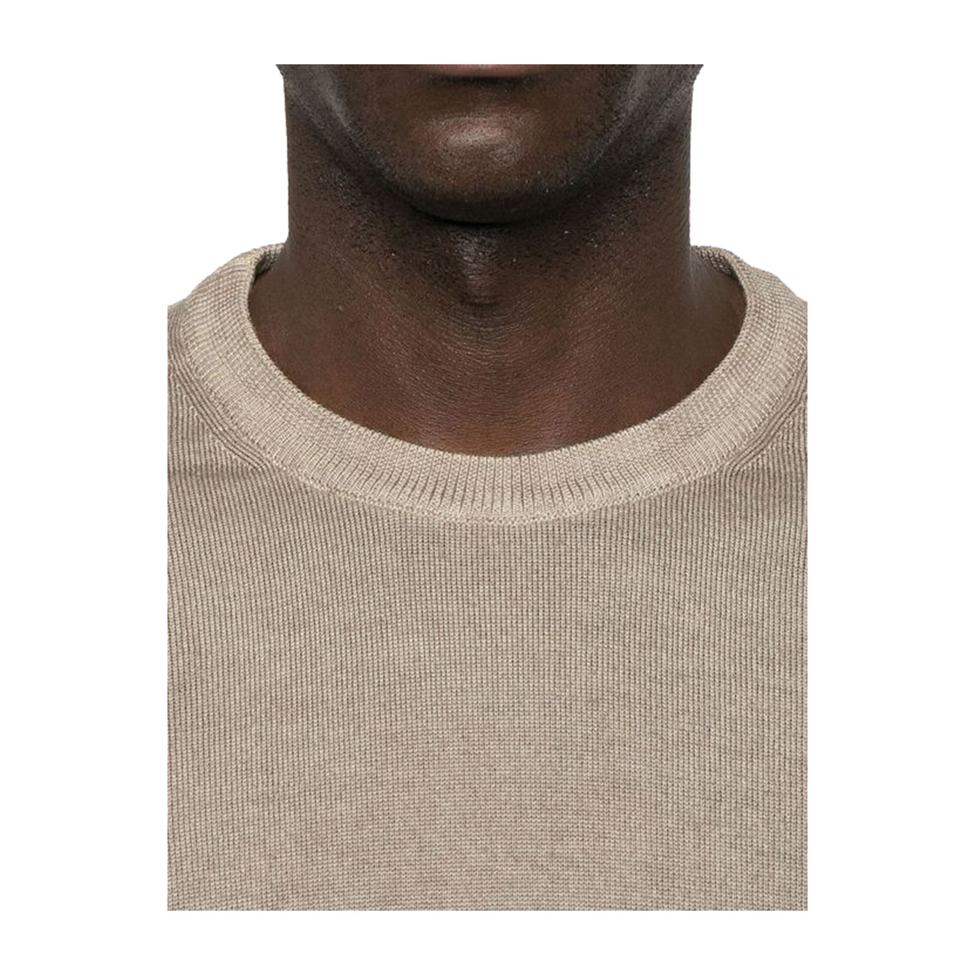 Maglia Uomo in pura lana tinta unita Beige dettaglio ravvicinato