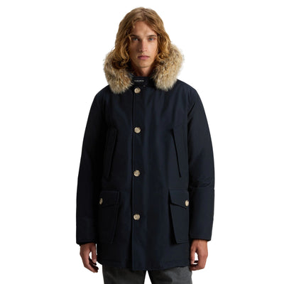 Parka Uomo Arctic Blu con pelliccia rimovibile modello frontale