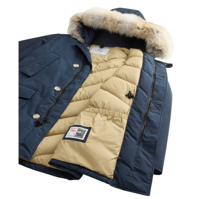 Parka Uomo Arctic Blu con pelliccia rimovibile interno