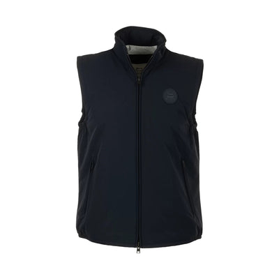 Gilet Uomo Blu idrorepellente, con collo alto e tasche laterali a filo