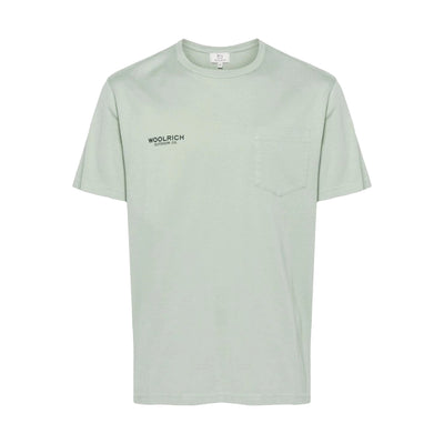 T-shirt Uomo Verde con taschino e stampa logo frontale