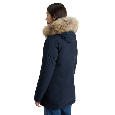 Parka Donna Arctic in Urban Touch Blu con pelliccia modella retro