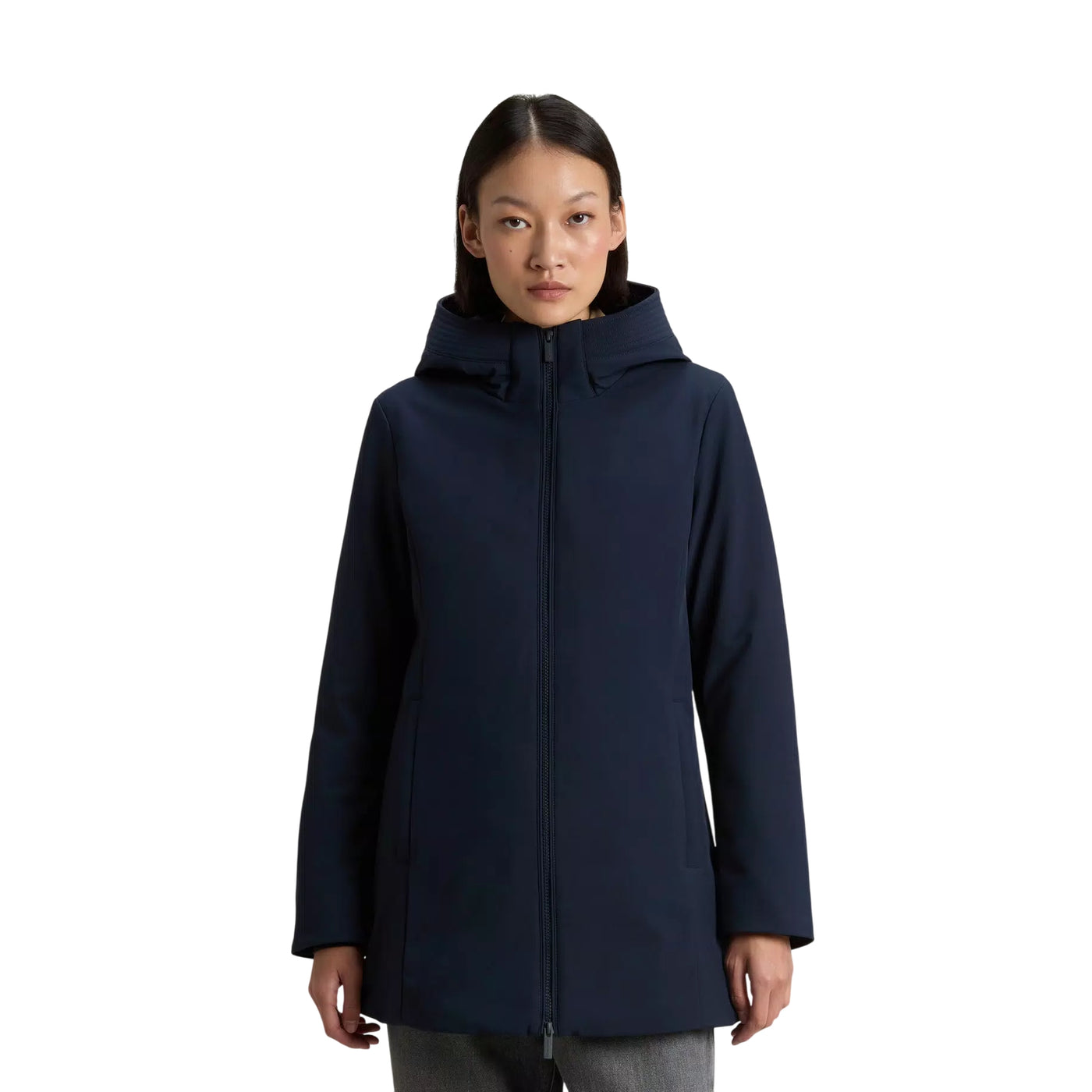 Firth Parka Donna in Tech Softshell Blu modella frontale