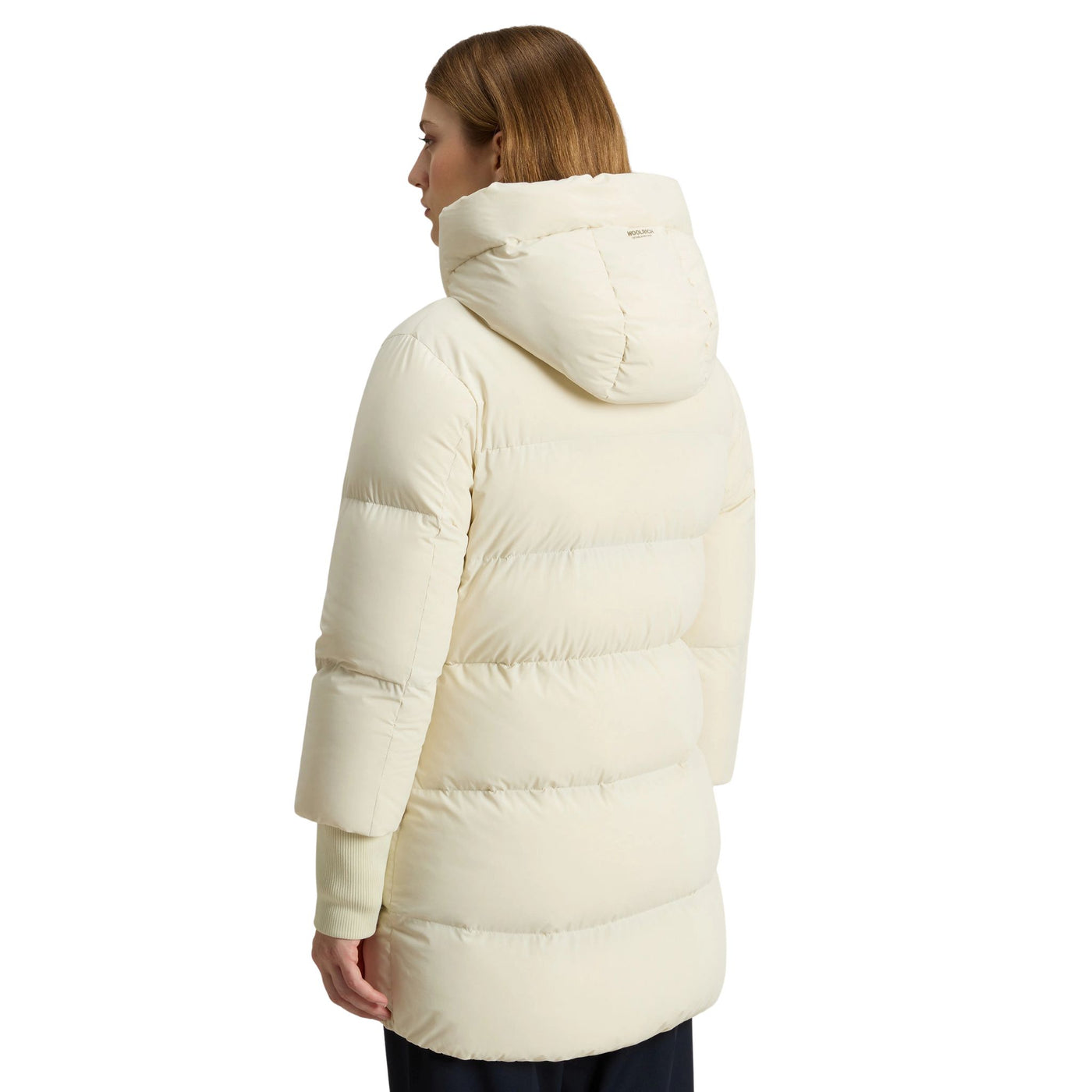Piumino Donna Cloud in nylon elasticizzato Crema modella retro