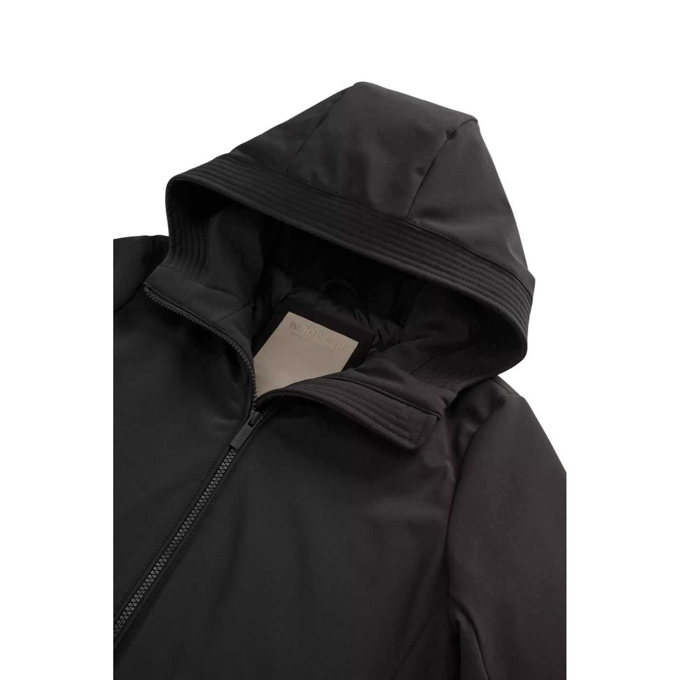 Parka Donna corto in Tech Softshell Nero dettaglio cappuccio