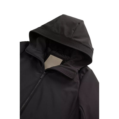 Parka Donna corto in Tech Softshell Nero dettaglio cappuccio
