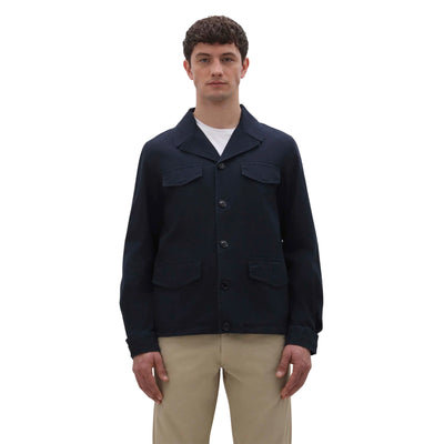 Giubbotto Uomo in mash in canvas Navy modello frontale