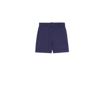Bermuda Donna in cotone e lino Blu