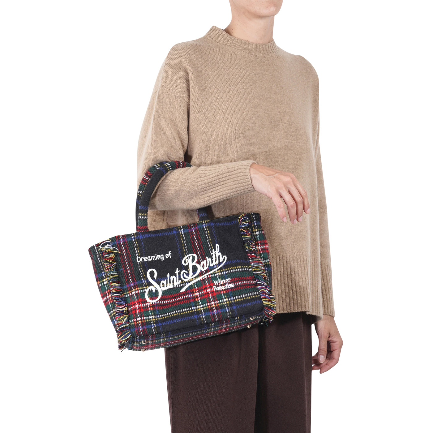 Borsa Donna a mano Colette Wool, con frange laterali e chiusura zip 