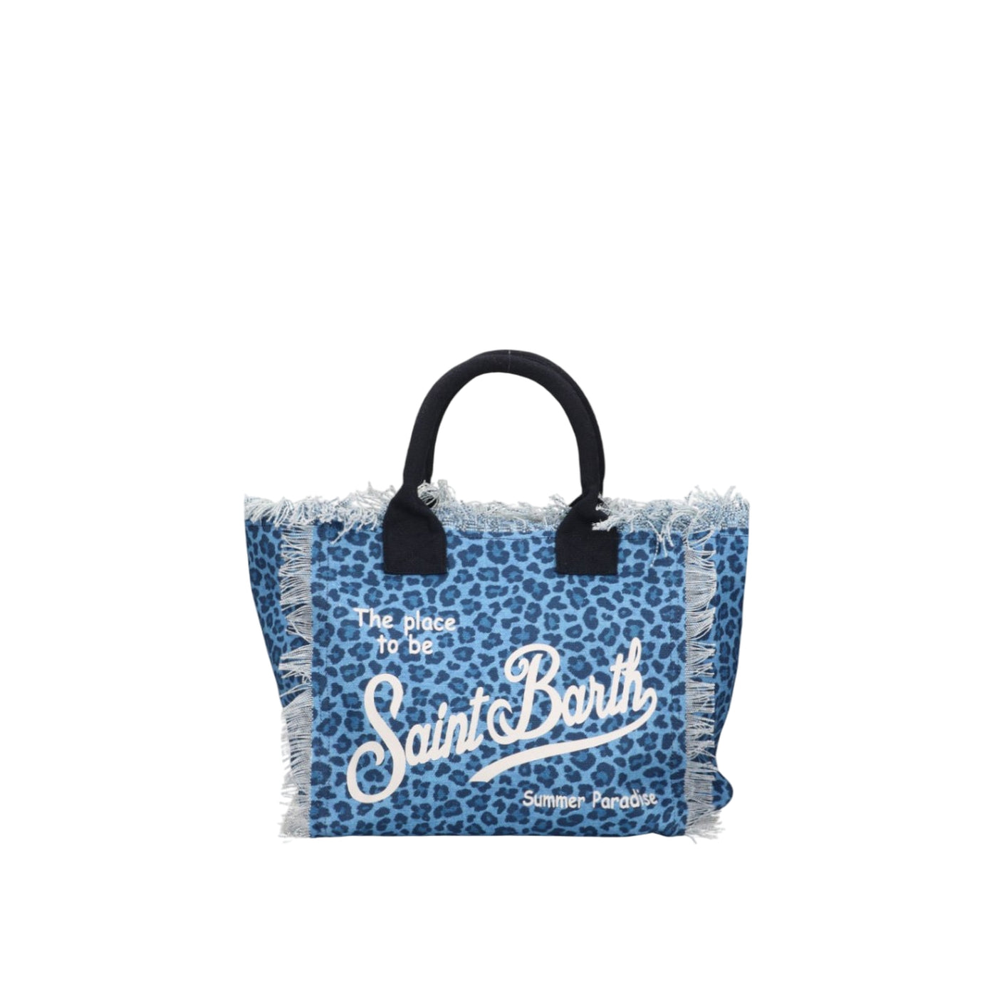 Borsa a mano Colette in denim con stampa leopardata blu