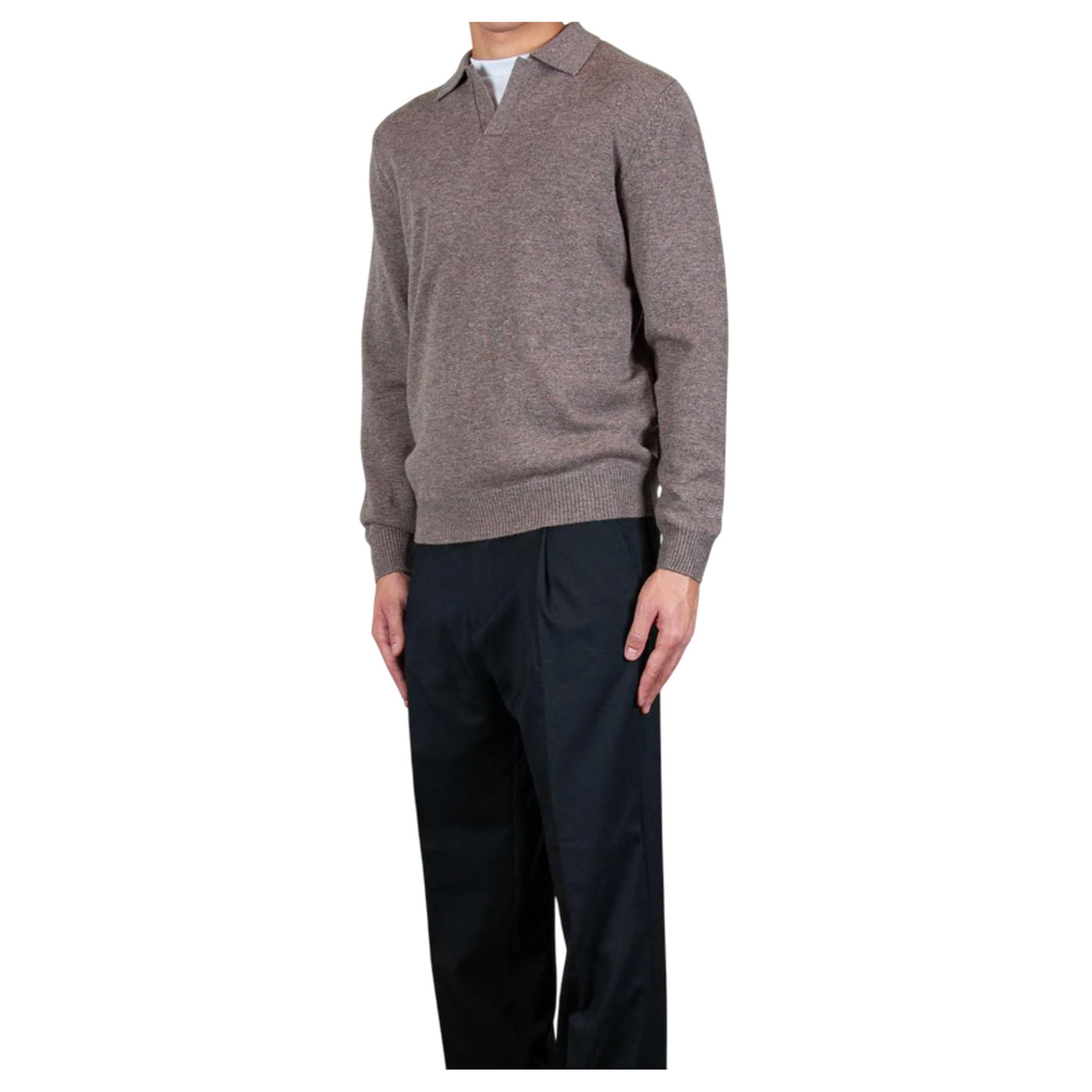 Polo Uomo Covent a tinta unita, in lana, con scollo a V
