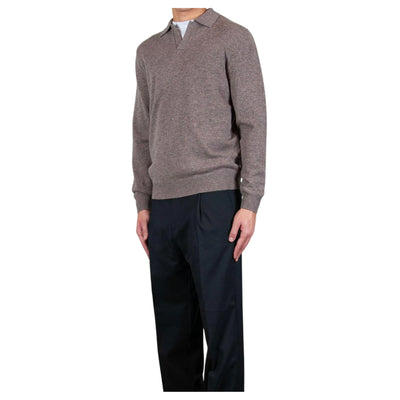 Polo Uomo Covent a tinta unita, in lana, con scollo a V