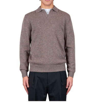 Polo Uomo Covent a tinta unita, in lana, con scollo a V