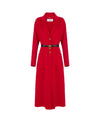 Cappotto Donna Rosso, con cintura, monopetto 