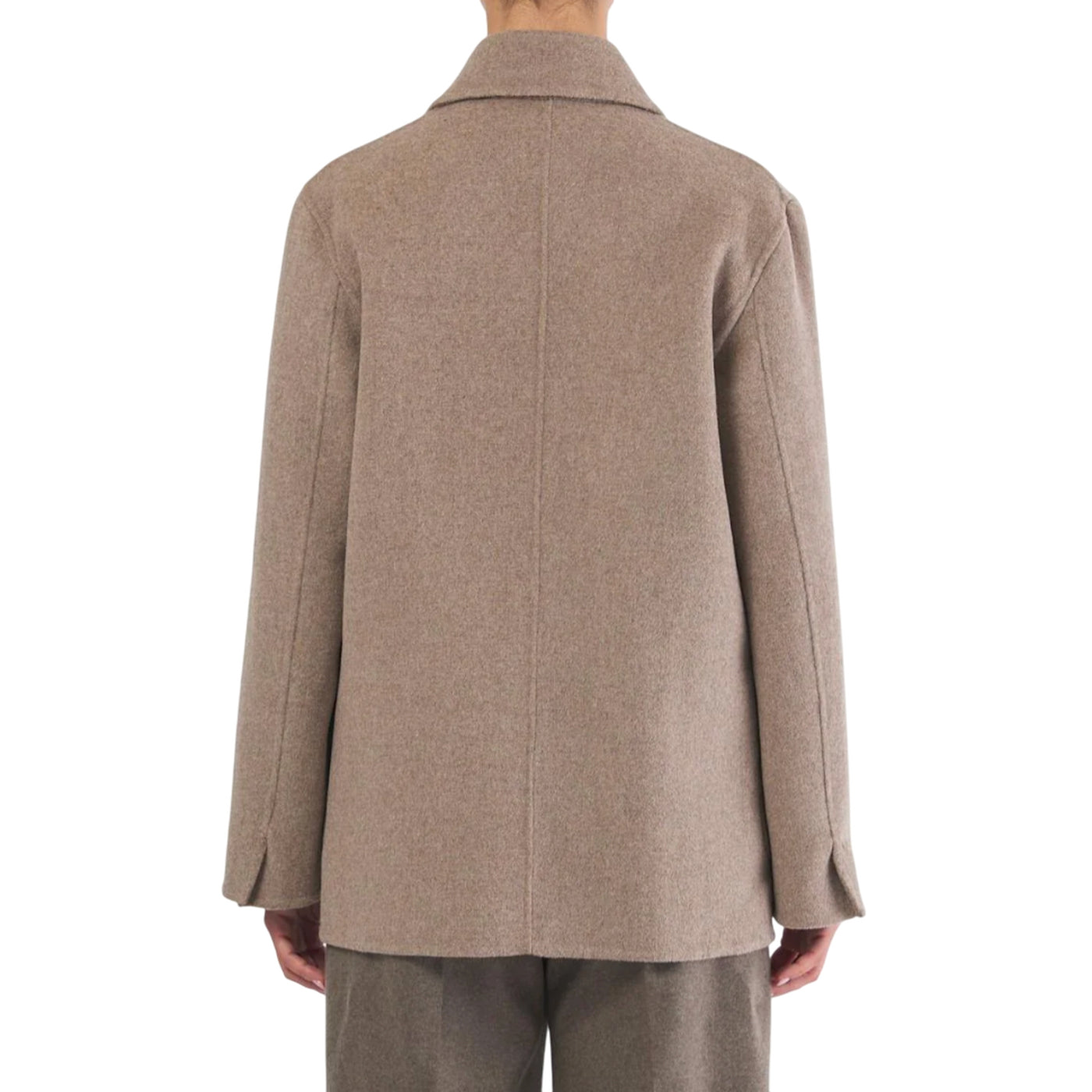 Cappotto Donna in doppia lana Beige modella retro