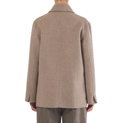 Cappotto Donna in doppia lana Beige modella retro